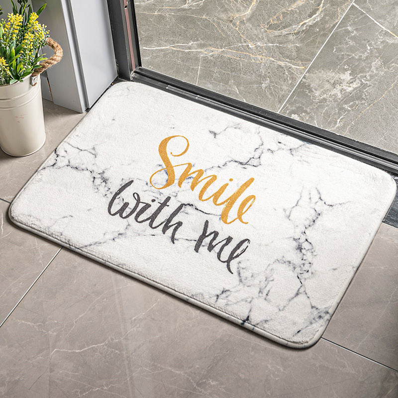 Cartoon Plants & Flowers Flannel Door Mat – Soft, Non-Slip & Absorbent Mat for Bedroom & Bathroom