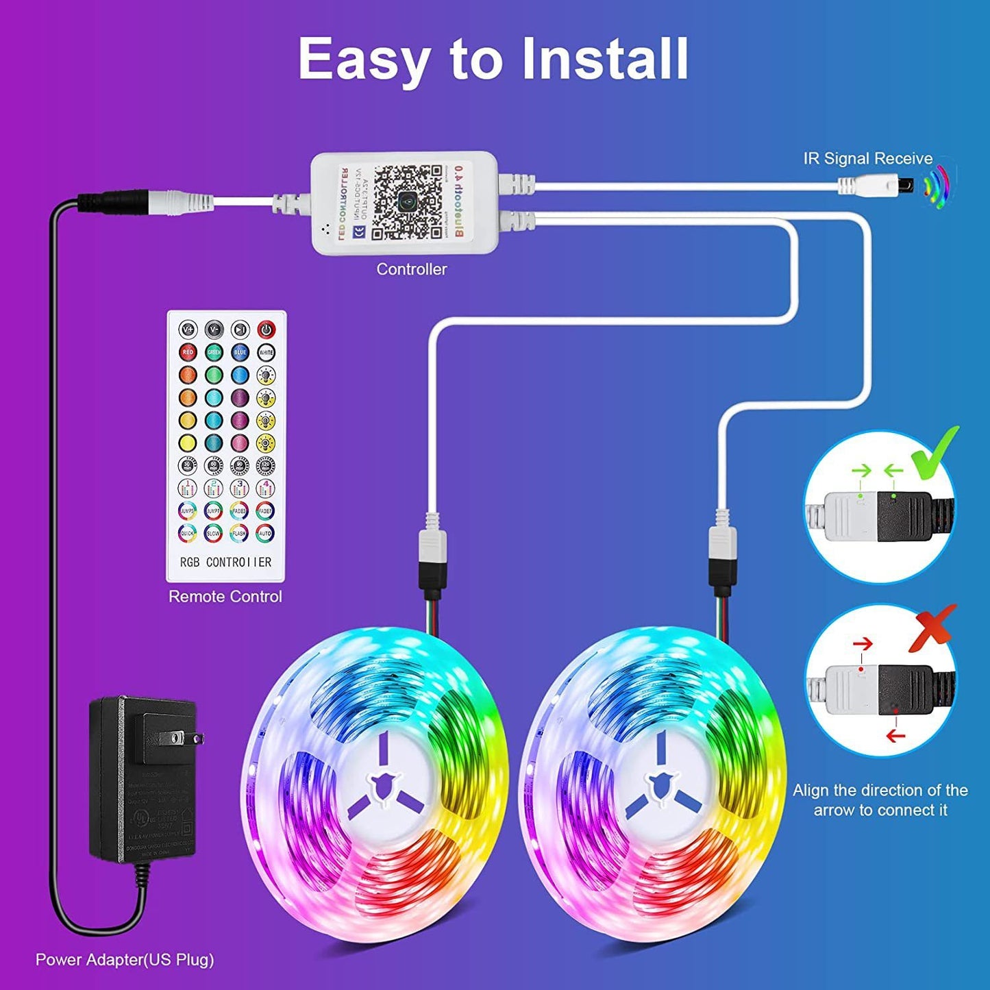 RGB Music Bluetooth LED Light Strip – App Controlled, Low Voltage Waterproof Lighting (16 / 18 Lamp Options)