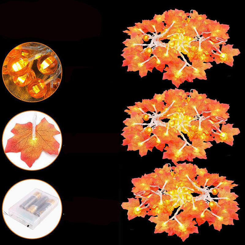 Maple Pumpkin LED String Lights – Battery Powered Fairy Lights for Garden, Halloween, Party & Room Décor (3m/6m)