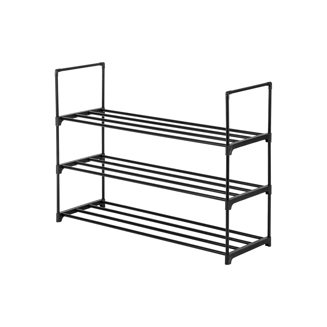 3-Tier Shoe Rack Organizer – Stackable Shoe Storage Shelf for Bedroom, Entryway & Closet (Black)