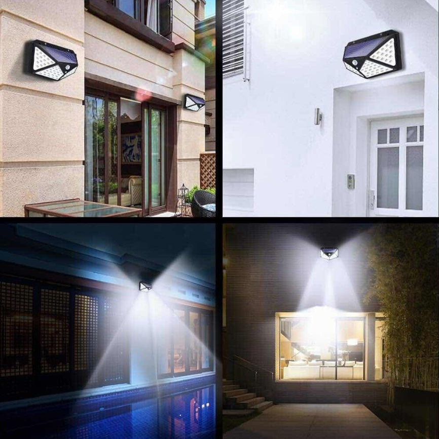 Solar Body Sensor Wall Lamp – 100LED PIR Motion Detection Outdoor Courtyard Light, IP65 Waterproof