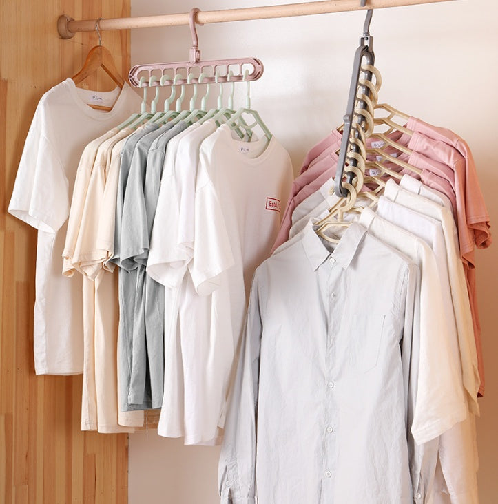 6PCS Rotating Clothes Hanger Set – Heavy-Duty Plastic Storage Hooks (3 Beige + 3 Green)