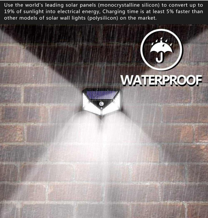 Solar Body Sensor Wall Lamp – 100LED PIR Motion Detection Outdoor Courtyard Light, IP65 Waterproof