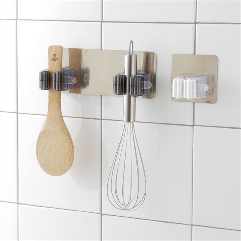 Magic Sticker Mop Rack – Strong Adhesive Wall-Mounted Mop & Broom Holder, Traceless Bathroom & Kitchen Organizer 4pcs