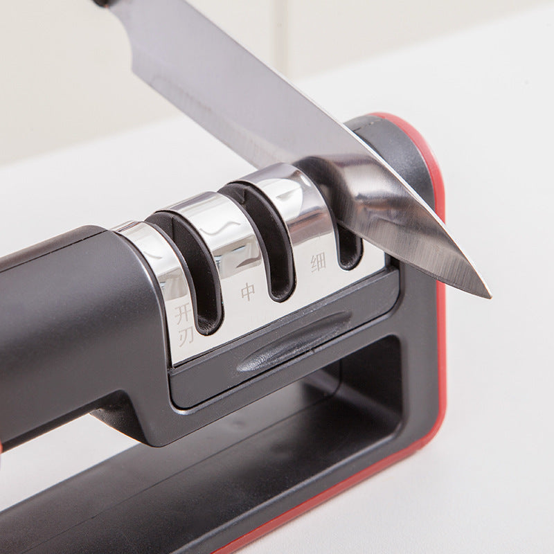 Professional 3-Stage Diamond Knife Sharpener – Quick Sharpening Tool with Coarse, Fine & Polishing Stones for Kitchen & Outdoor Knives