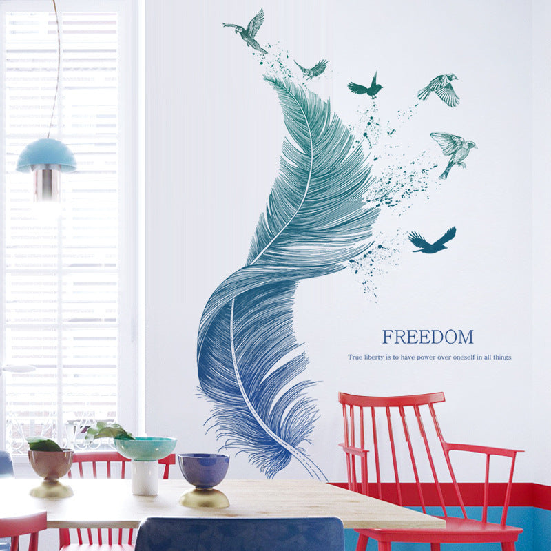 Extra-Large Feather Bird Wall Sticker – Modern Waterproof PVC Wall Art for Bedroom, Entrance & Living Room Décor (123×71cm)