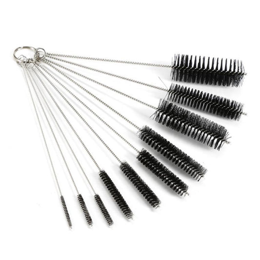 10-Piece Nylon Strip Brush Set (21 cm) – Multi-Diameter Bottle & Detail Cleaning Brushes (2-24 mm)
