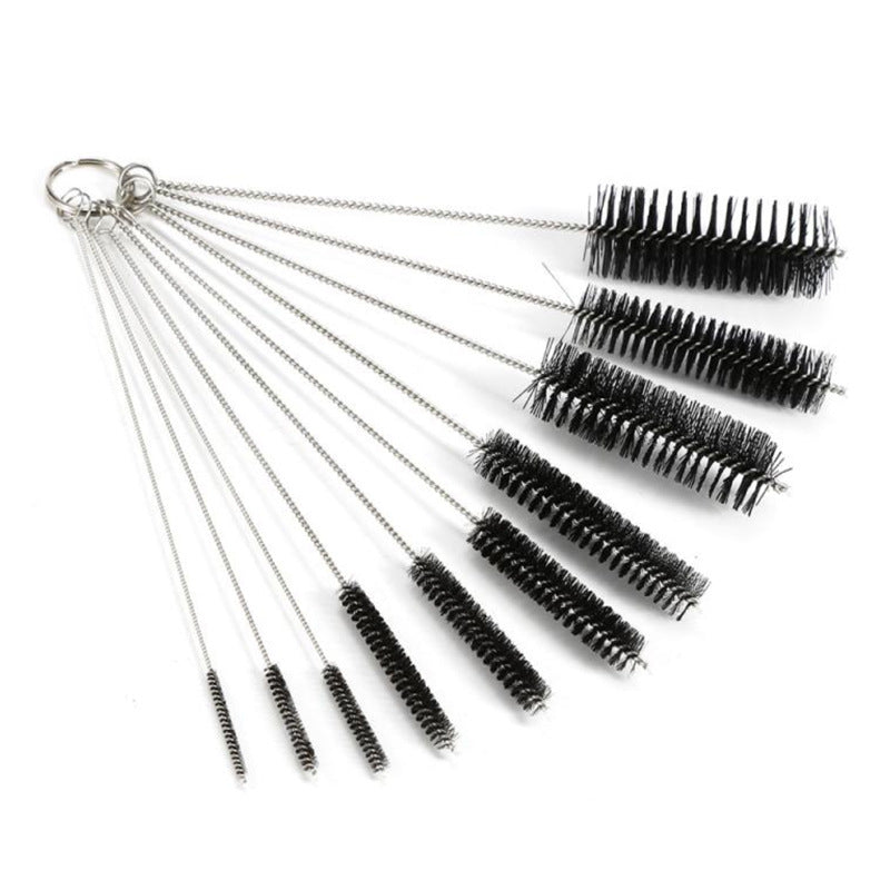 10-Piece Nylon Strip Brush Set (21 cm) – Multi-Diameter Bottle & Detail Cleaning Brushes (2-24 mm)