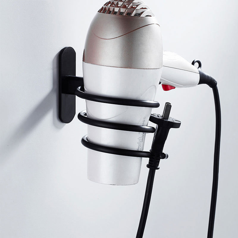 Wall-Mounted Space Aluminum Hair Dryer Rack – Adhesive & Screw Mount Bathroom Storage Holder (Silver/Black/Gold)