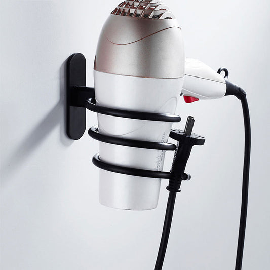Wall-Mounted Space Aluminum Hair Dryer Rack – Adhesive & Screw Mount Bathroom Storage Holder (Silver/Black/Gold)