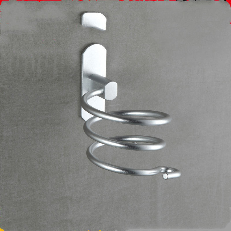 Wall-Mounted Space Aluminum Hair Dryer Rack – Adhesive & Screw Mount Bathroom Storage Holder (Silver/Black/Gold)