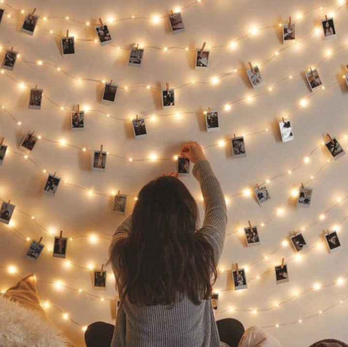 Fairy Photo Clip LED String Lights – 10M 100 LEDs with Remote Control, Battery Powered Decorative Lights for Photos & Home Décor