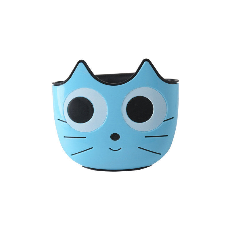 Hanging Sink Drain Shelf Basket – Cute Cat-Face Design, 1-Layer TPR/PP Hanging Bag (Pink / Blue / Green)