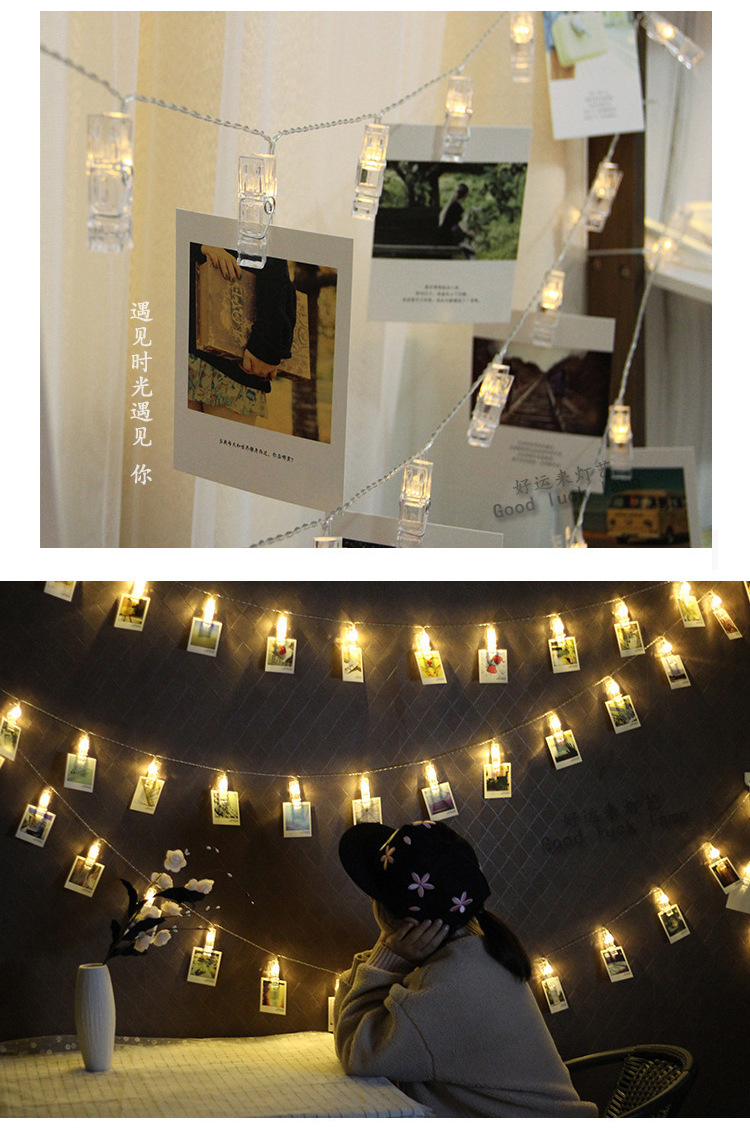 Fairy Photo Clip LED String Lights – 10M 100 LEDs with Remote Control, Battery Powered Decorative Lights for Photos & Home Décor