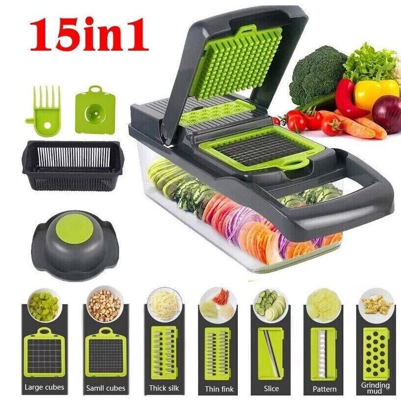 15-in-1 Vegetable & Fruit Chopper Slicer Peeler Set – Multifunctional Kitchen Food Prep Tool