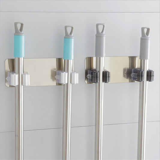 Magic Sticker Mop Rack – Strong Adhesive Wall-Mounted Mop & Broom Holder, Traceless Bathroom & Kitchen Organizer 4pcs