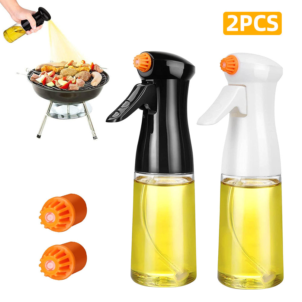 Glass Oil Spray Bottle โ 220ml High-Pressure Kitchen Dispenser for Cooking & BBQ (White / Black)