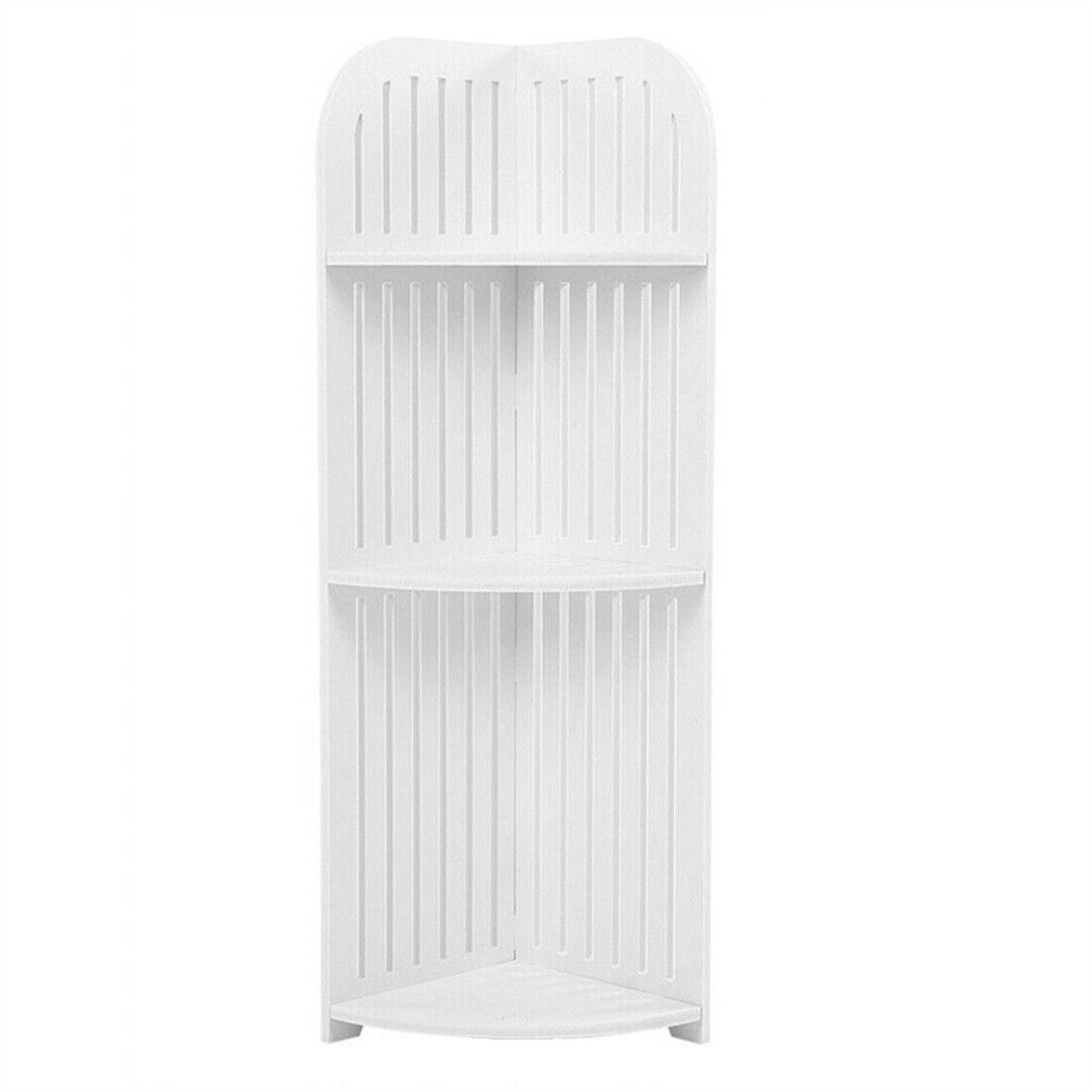 3-Tier Wall Corner Shelf – White Waterproof Wood-Plastic Rack for Bathroom, Kitchen & Living Room (21×21×80cm)
