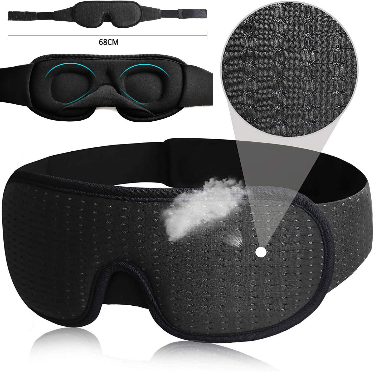 3D Hollow Out Stereo Sleep Mask – Cotton Comfortable Eye Cover for Travel, Naps & Relaxation