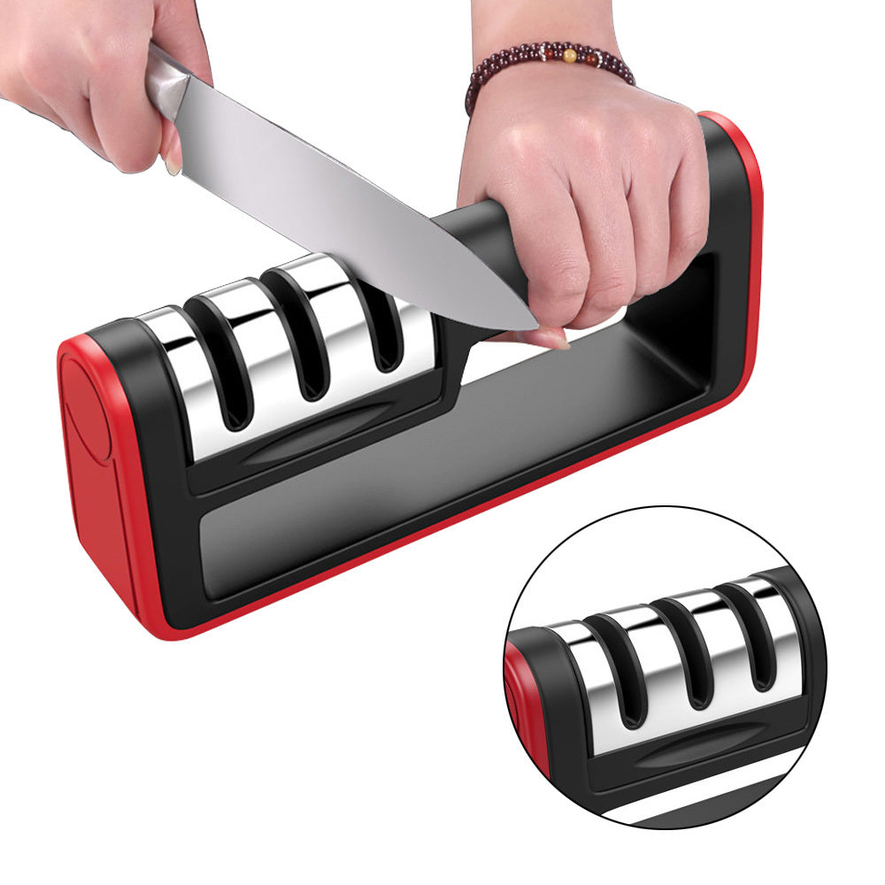 Professional 3-Stage Diamond Knife Sharpener – Quick Sharpening Tool with Coarse, Fine & Polishing Stones for Kitchen & Outdoor Knives