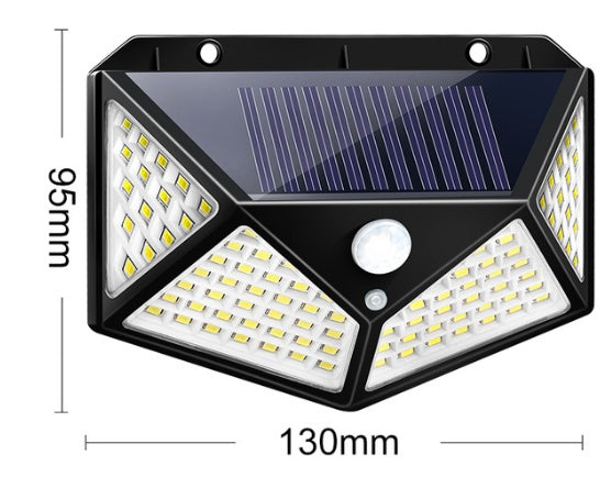 Solar Body Sensor Wall Lamp – 100LED PIR Motion Detection Outdoor Courtyard Light, IP65 Waterproof
