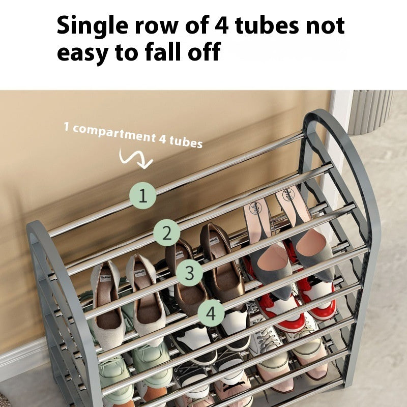 Multi-Layer Shoe Rack – Simple Metal Assembly Storage Shelf with Non-Woven Fabric Compartments (2–7 Tiers)