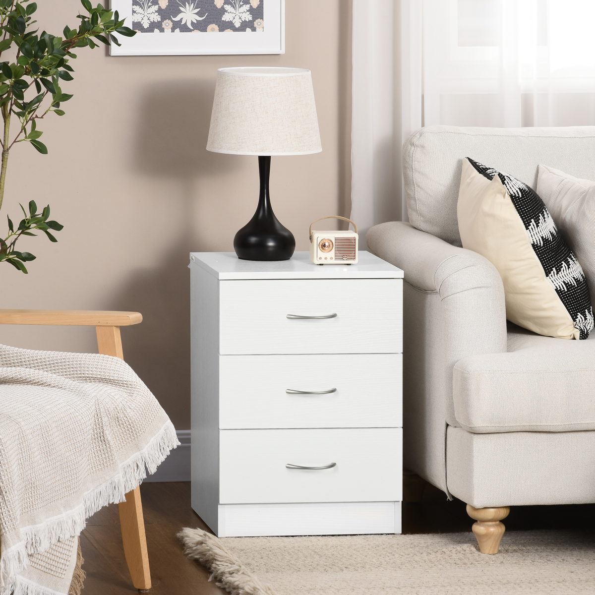 Elegant Modern Wooden Nightstand Bedside Cabinet with Drawers for Organized Bedroom