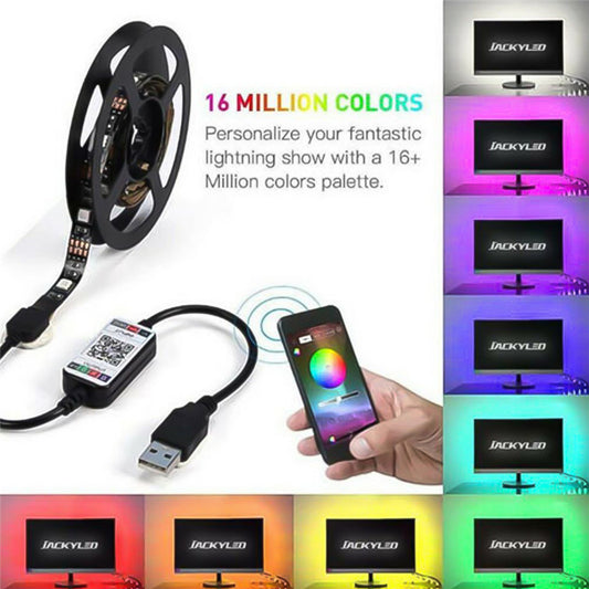 RGB Bluetooth USB Light Strip for TV – App Controlled, 1-5m USB LED Strip for Backlighting