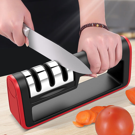 Professional 3-Stage Diamond Knife Sharpener – Quick Sharpening Tool with Coarse, Fine & Polishing Stones for Kitchen & Outdoor Knives