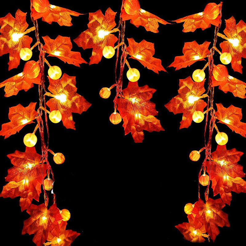 Maple Pumpkin LED String Lights – Battery Powered Fairy Lights for Garden, Halloween, Party & Room Décor (3m/6m)