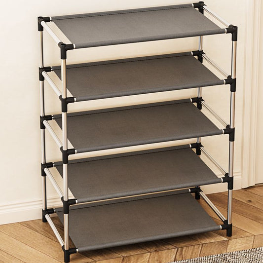 Multi-Layer Shoe Rack – Simple Metal Assembly Storage Shelf with Non-Woven Fabric Compartments (2–7 Tiers)