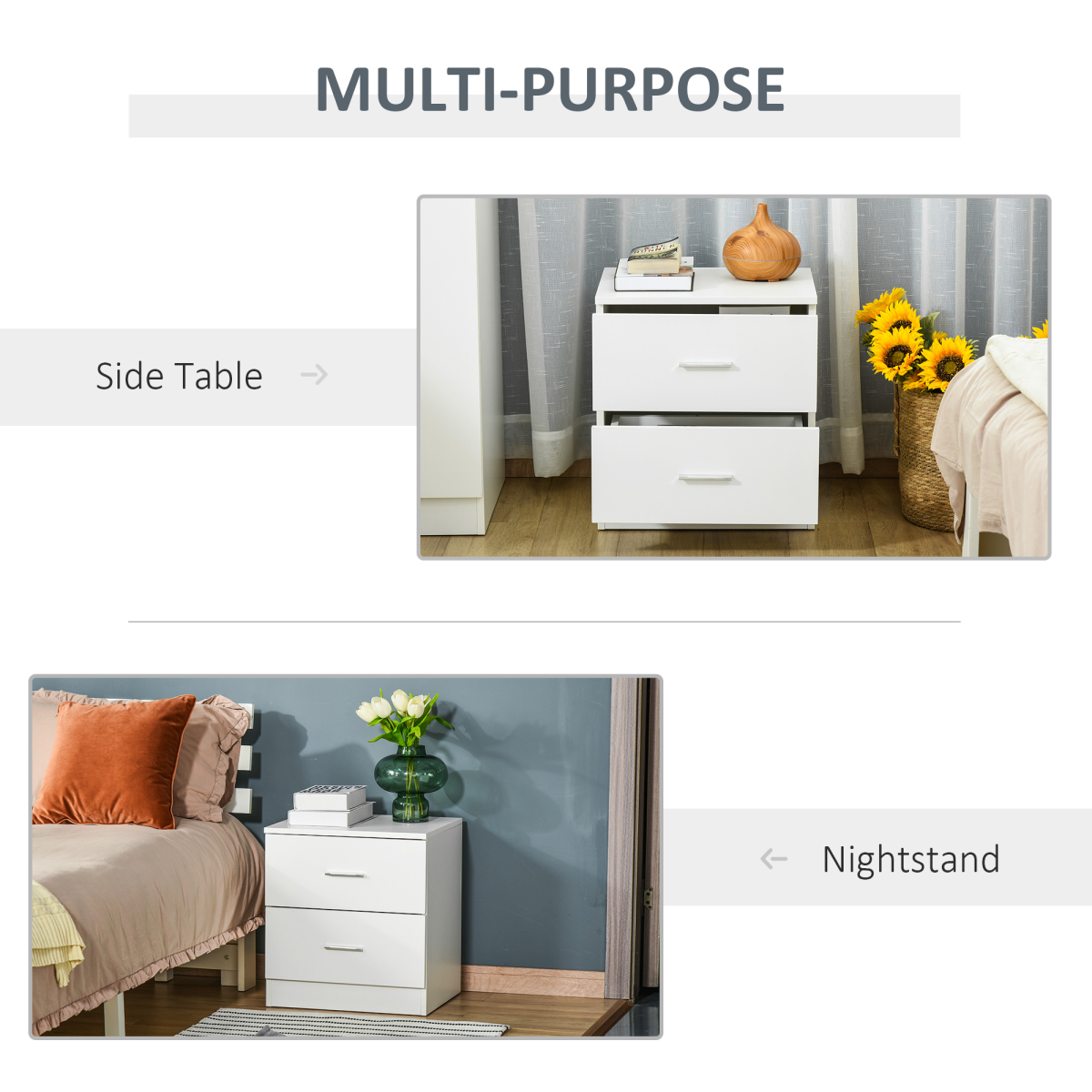 Elegant Modern Wooden Nightstand Bedside Cabinet with Drawers for Organized Bedroom