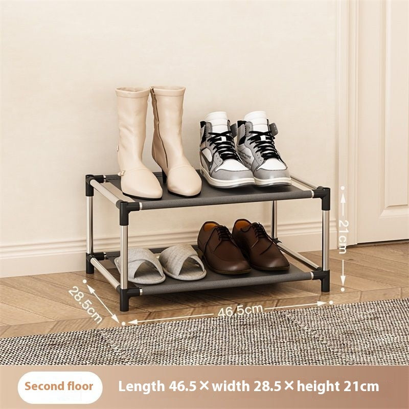 Multi-Layer Shoe Rack – Simple Metal Assembly Storage Shelf with Non-Woven Fabric Compartments (2–7 Tiers)