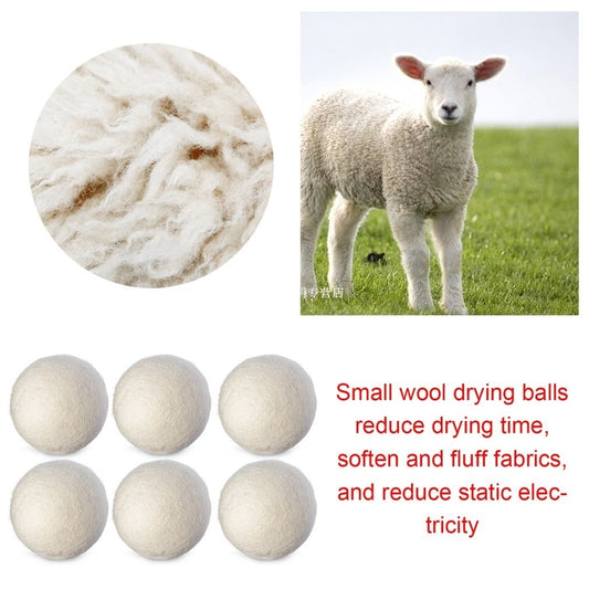 6pcs Natural Wool Dryer Balls – Reusable Laundry Clean Balls for Softer Clothes, Reduced Static & Faster Drying