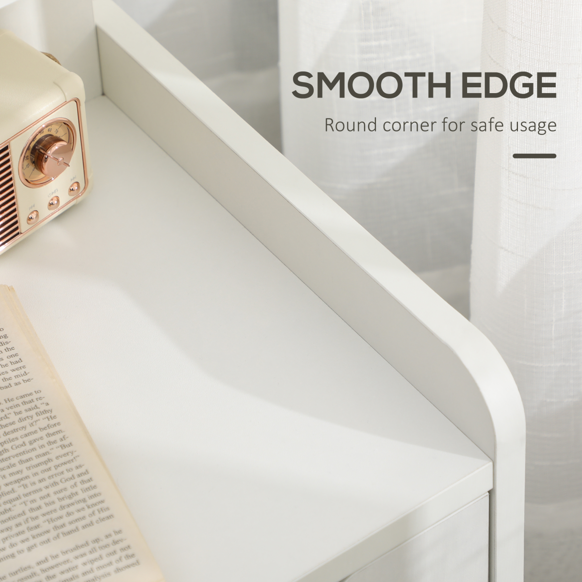 Sleek HOMCOM Modern Bedside Table with Unique Shelves & Dual Drawers for Storage