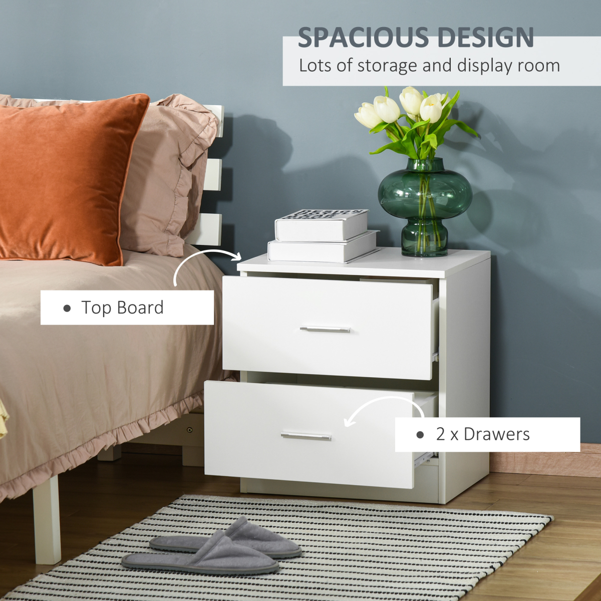 Elegant Modern Wooden Nightstand Bedside Cabinet with Drawers for Organized Bedroom