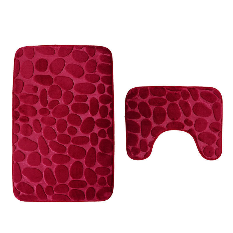 2-Piece Bathroom Anti-Slip Mat Set – Soft Absorbent Pebble Stone Toilet & Floor Rug (6 Colors)
