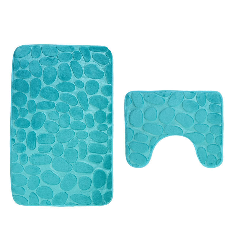 2-Piece Bathroom Anti-Slip Mat Set – Soft Absorbent Pebble Stone Toilet & Floor Rug (6 Colors)