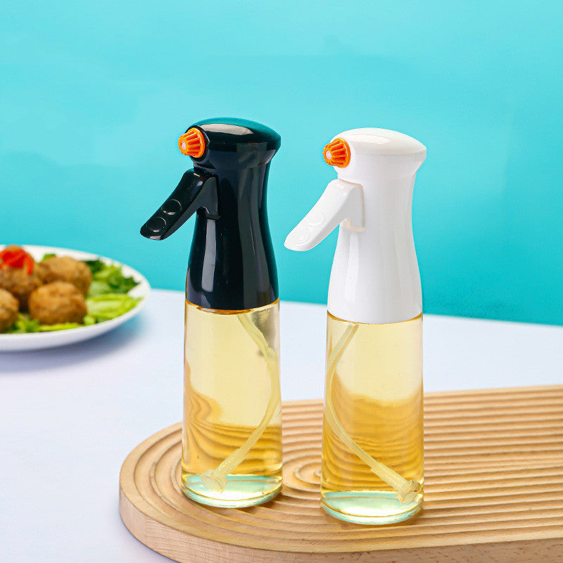 Glass Oil Spray Bottle โ 220ml High-Pressure Kitchen Dispenser for Cooking & BBQ (White / Black)