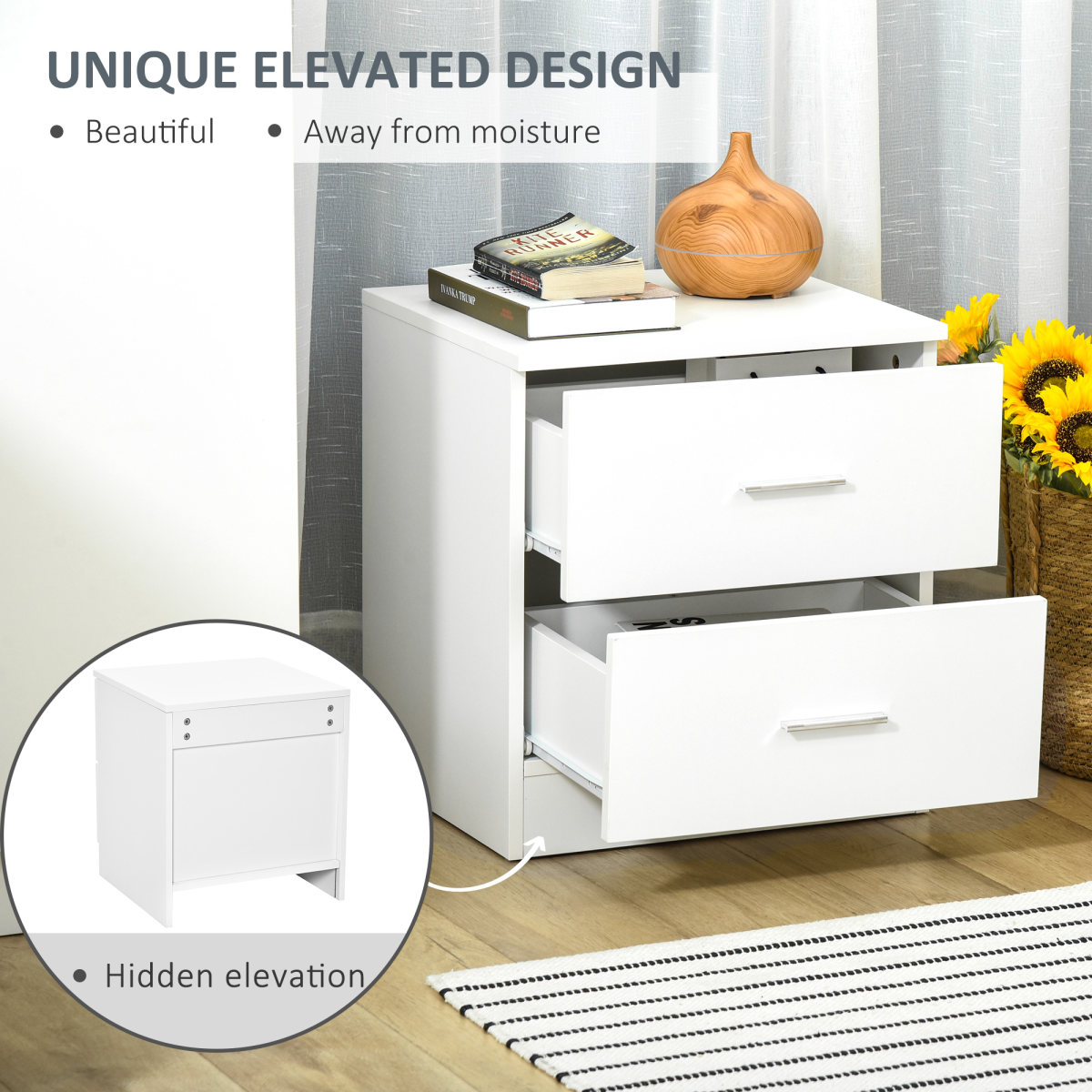Elegant Modern Wooden Nightstand Bedside Cabinet with Drawers for Organized Bedroom