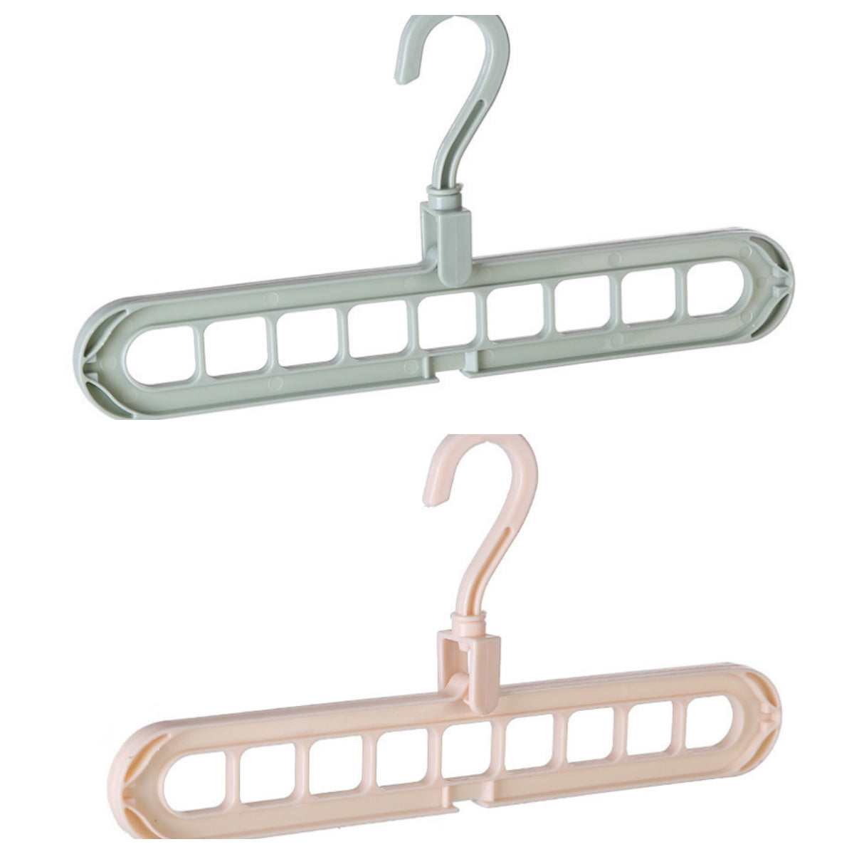 6PCS Rotating Clothes Hanger Set – Heavy-Duty Plastic Storage Hooks (3 Beige + 3 Green)