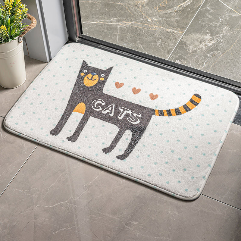 Cartoon Plants & Flowers Flannel Door Mat – Soft, Non-Slip & Absorbent Mat for Bedroom & Bathroom