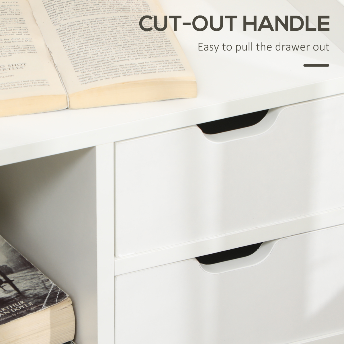 Sleek HOMCOM Modern Bedside Table with Unique Shelves & Dual Drawers for Storage