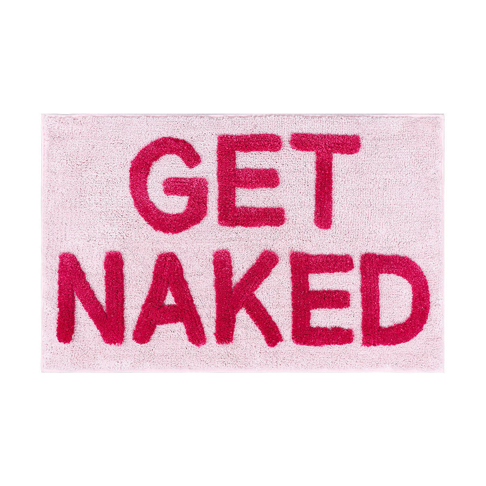 Get Naked Bath Mat Black White, Pink and Grey Bathroom Mats 40 x 60 cm,50×80cm Non Slip Bath Mats for Bathroom, Colourful Letters Soft Microfiber Bathroom mat, Machine Washable Rug