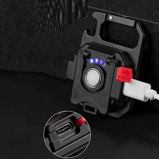30W Outdoor Mini Keychain Light – 9-in-1 Aluminum Tool: Flashlight, Bottle Opener, Wrench & More (Yellow / White / Light Blue)