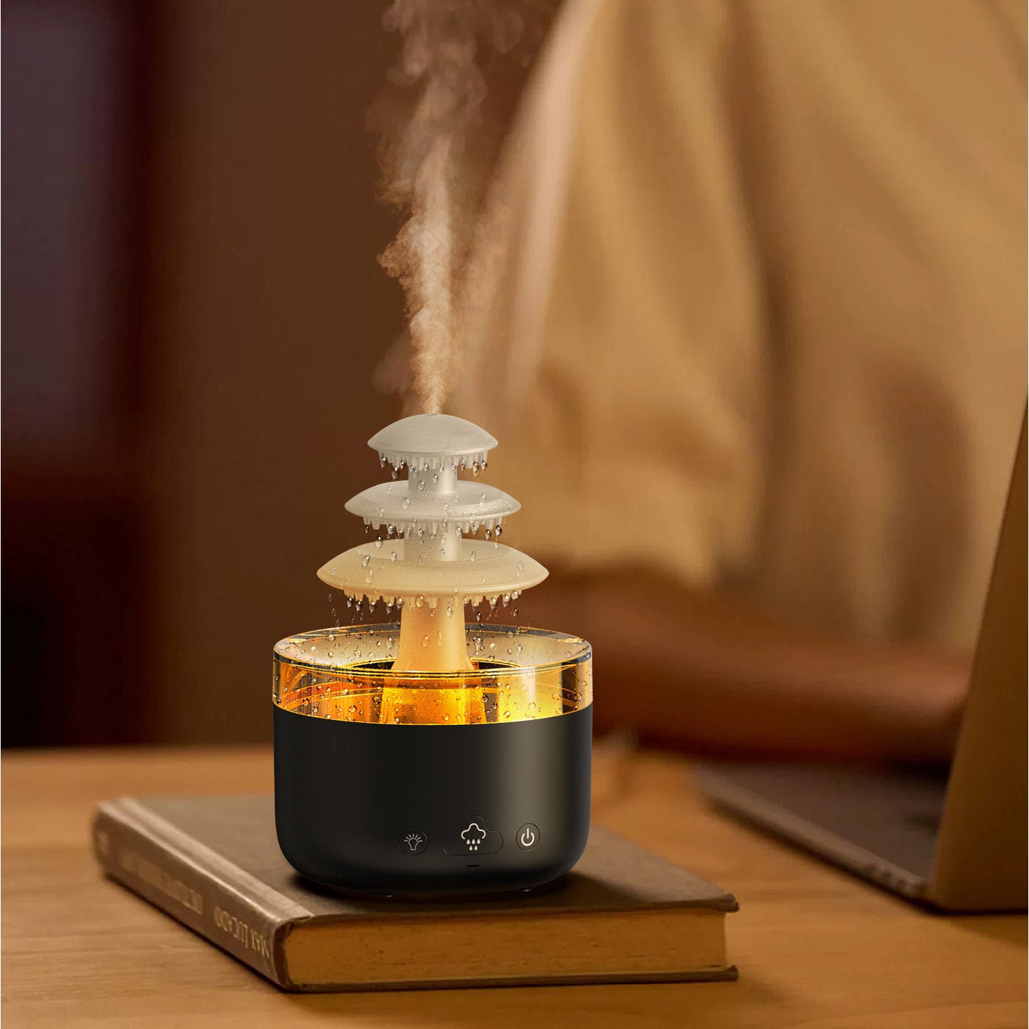 New Cloud Rain Air Humidifier & Essential Oil Diffuser – 500mL USB Quiet Mist Maker with 7-Color Lights & Auto Shut-Off