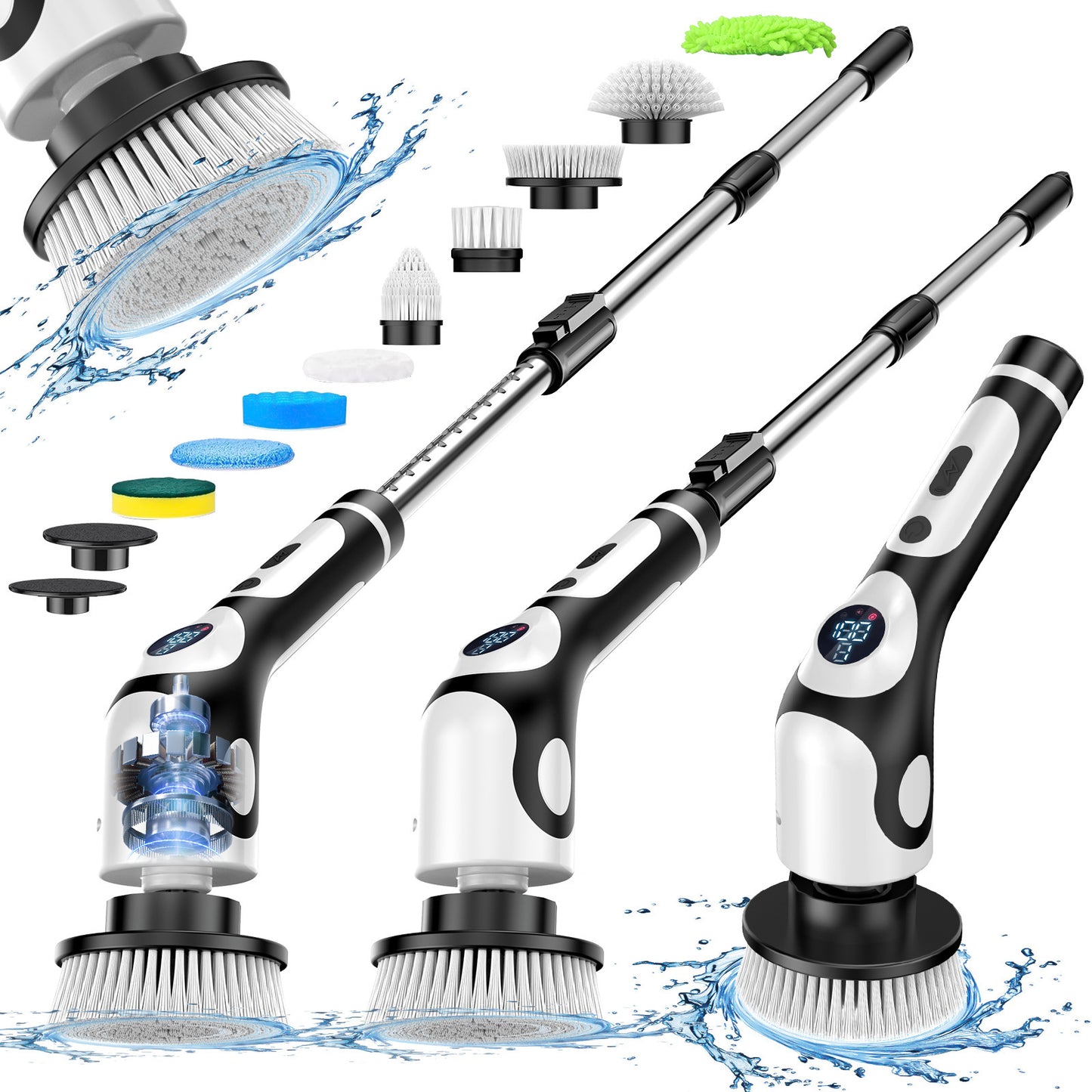Nine-in-One Electric Cleaning Brush (White) – Multifunctional Wireless Rechargeable Scrubber Tool