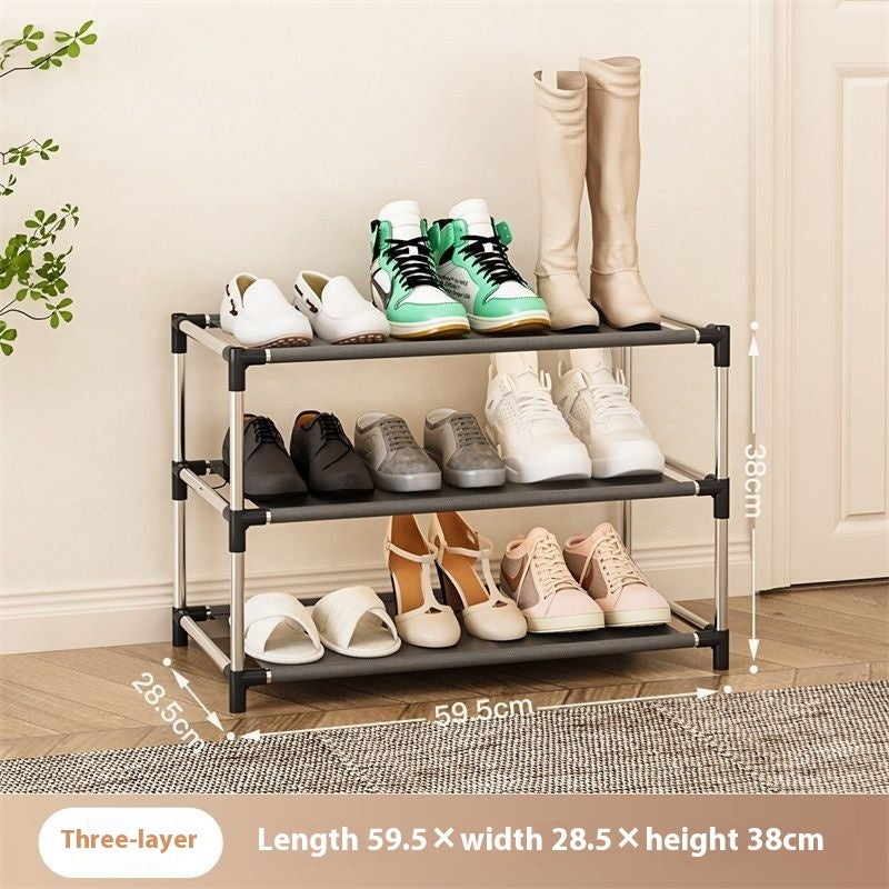 Multi-Layer Shoe Rack – Simple Metal Assembly Storage Shelf with Non-Woven Fabric Compartments (2–7 Tiers)