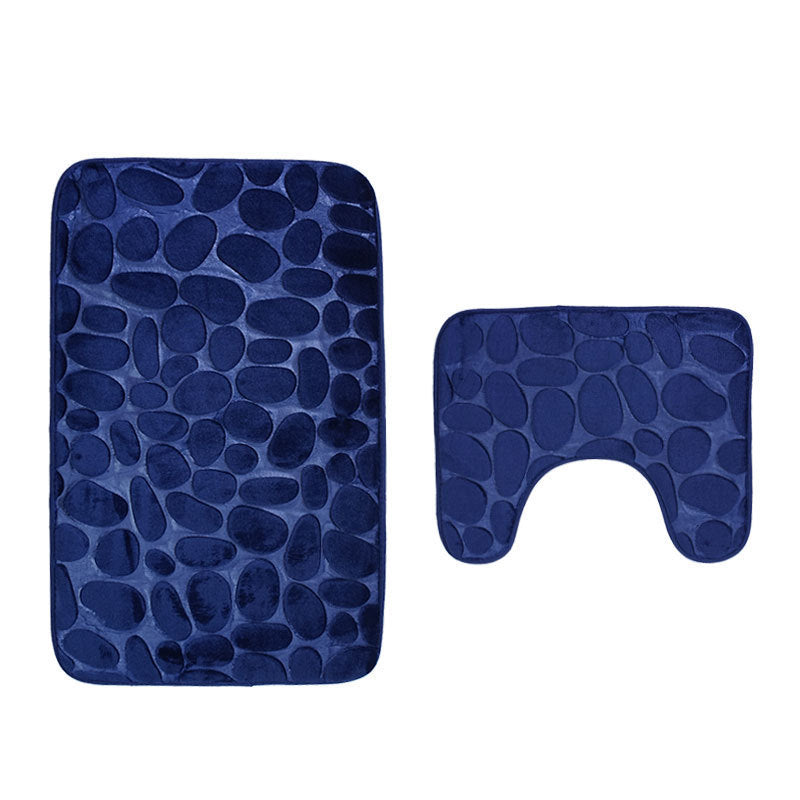 2-Piece Bathroom Anti-Slip Mat Set – Soft Absorbent Pebble Stone Toilet & Floor Rug (6 Colors)