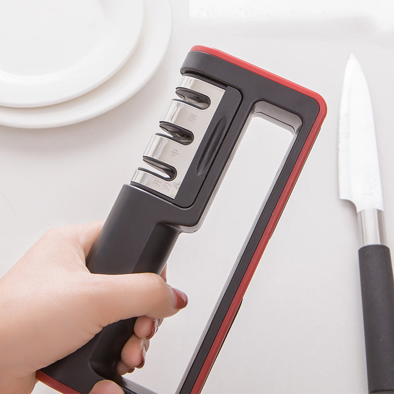 Professional 3-Stage Diamond Knife Sharpener – Quick Sharpening Tool with Coarse, Fine & Polishing Stones for Kitchen & Outdoor Knives